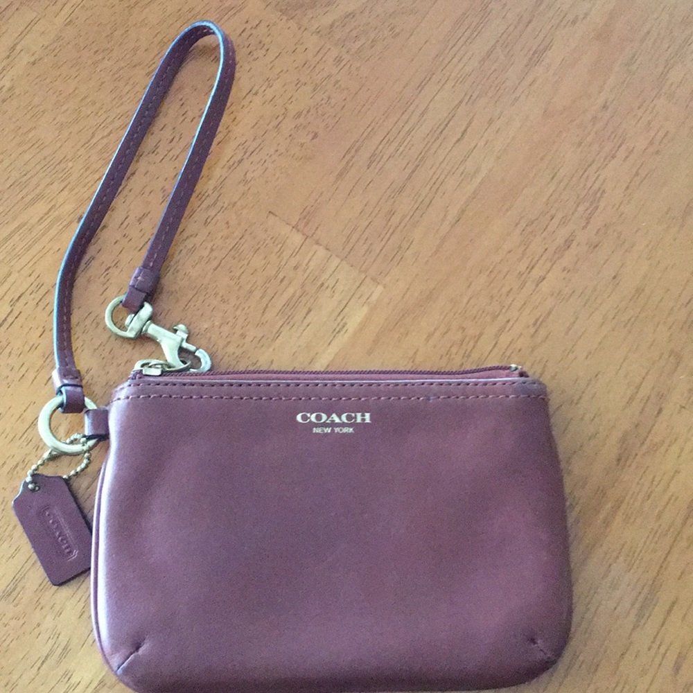 Brown leather Coach Wristlet